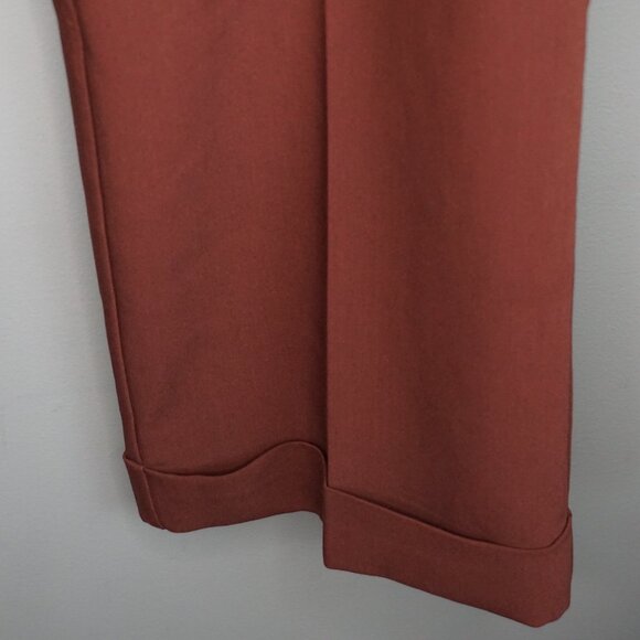 Paige Aracelli Pleated Cuff Hem Trouser Pants in Mahogany size 12P NWT - Picture 7 of 16
